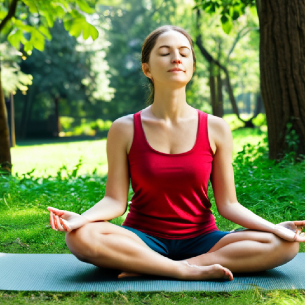 **
"A serene woman practicing mindfulness in a peaceful park, fully clothed in comfortable, modest attire. She's sitting cross-legged on a yoga mat with eyes closed, sunlight filtering through the trees. Background includes lush greenery and a calm atmosphere. Safe for work, appropriate content, perfect anatomy, natural pose, professional, well-formed hands, proper finger count, natural body proportions, family-friendly, focus on tranquility and well-being."
**