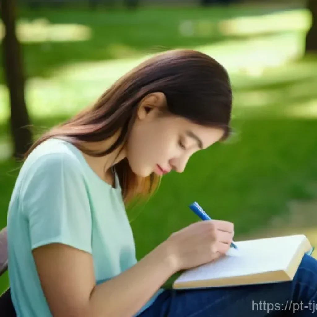 테크노스트레스와 IT 기기의 영향 - A serene portrait of a young woman (20s, modest casual attire) enjoying a quiet moment in a sun-dren...