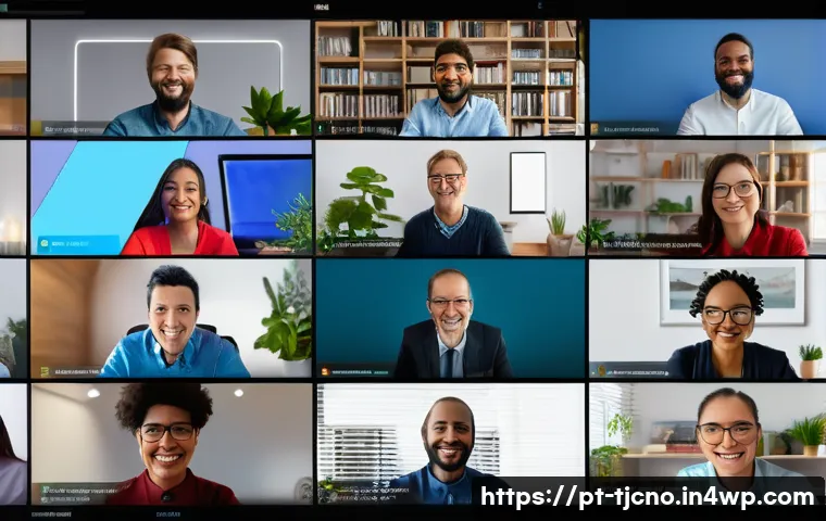 테크노스트레스와 직장 내 인간관계 - A modern office scene showing a diverse group of professionals working at their desks surrounded by ...